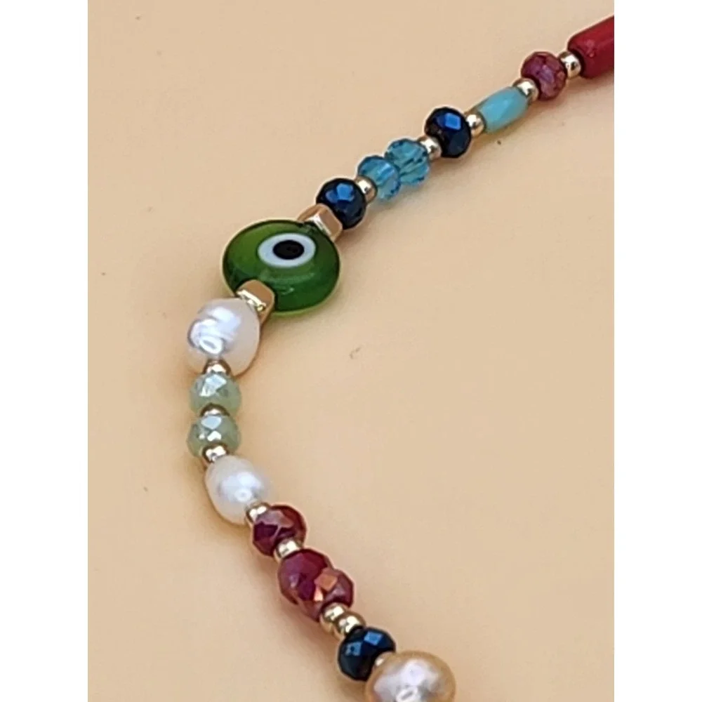 MAYOL Signed Baroque Pearls 24k Gold Plated, Semiprecious & Glass Beads Necklace